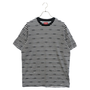 SUPREME シュプリーム 19SS Logo Stripe S/S Top ロゴストライプ 半袖Tシャツ カットソー ホワイト/ブラック