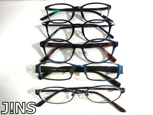 X4E032◆まとめ売り◆ ジンズ J!NS セル メタル 度付き ブルーライトカットレンズ PC メガネ 眼鏡 メガネフレーム 5本セット