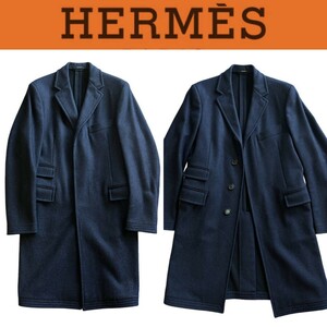 定価80万 エルメス チェスターコート 44 XS ネイビーブルー 青 HERMES ウール シャツ ニット バッグ バーキン 40 35 ケリーデペッシュ