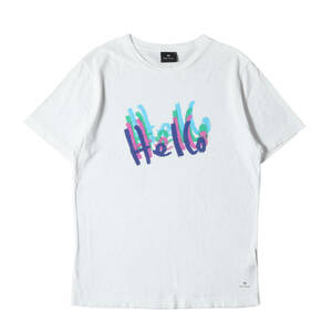 美品 Paul Smith ポールスミス Tシャツ サイズ:M シグネチャー ロゴ プリント クルーネック Tシャツ HELLO PRINT T-SHIRT PS ホワイト