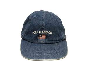 90s POLO JEANS DENIM CAP 星条旗 SNAP BACK ポロ ジーンズ デニム キャップ ラルフローレン Ralph Lauren SPORT ビンテージ USA 帽子