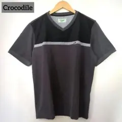 Crocodile　メンズ　Tシャツ　カットソー　Vネック　半袖　切替　Ｌ