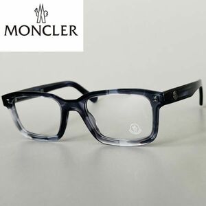 【1円スタート】メガネ モンクレール メンズ レディース スクエア◆MONCLER◆ブルー グラデーション 青 めがね 眼鏡 イタリア製 オシャレ