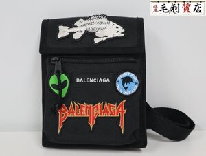 バレンシアガ BALENCIAGA EXPLORER ストラップ付ポーチ 655982 メタルロゴワッペン 【中古】 ポーチ ショルダーバッグ