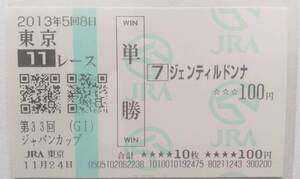 13年　ジャパンカップ　ジェンティルドンナ　現地的中　