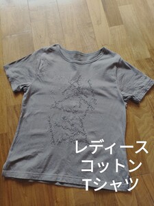 レディース コットン 半袖 Tシャツ ブラウン Mサイズ相当