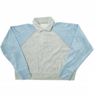 BEAMS BOY ビームスボーイ 23AW 2-tone velor pullover ツートーンベロアプルオーバー 13-14-0107-454 ブルー/グレー ポロシャツ g16144