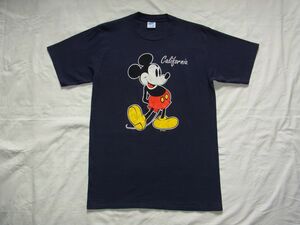 ☆美品☆ 80s90s USA製 ビンテージ MICKEY MOUSE ミッキーマウス Tシャツ sizeM ネイビー ☆古着 Disney Velva Sheen ベルバシーン 70s OLD