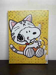 DEATH NYC 額付き 世界限定100枚 SNOOPY スヌーピー 猫 ピーナッツ ルイ・ヴィトン 布 現代アート