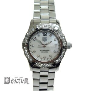 TAG HEUER タグホイヤー WAF1416 アクアレーサー ベゼル 10P ダイヤ シェル文字盤 デイト 稼働品 レディース クオーツ 腕時計 箱あり SS