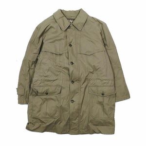 アクアスキュータム AQUASCUTUM ヴィンテージ バルマカーンコート ステンカラーコート 裏地クラブチェック ライナー付 カーキ L メンズ▲C1