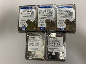 【HDD１TB５枚】 東芝：１TB　ウエスタンデジタル(Western Digital) WD 1TB：２社　HDD SATA