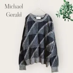 【Michael Gerald】総柄ニットセーター　クルーネック　おしゃれ　古着