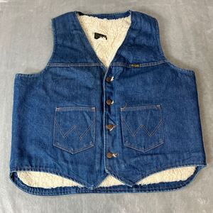 USA製 80s ヴィンテージ ラングラー Wrangler デニムベスト ビンテージ 裏ボア ボアジャケット アメカジ インディゴ　XL 1円スタート