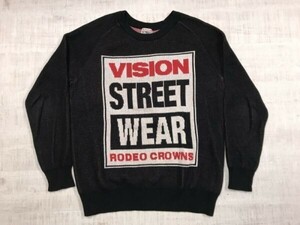 ロデオクラウンズ RodeoCrowns × ヴィジョンストリートウェア VISION STREET WEAR コラボ コットンニット セーター レディース M 黒