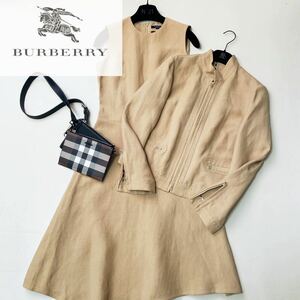 C3 【ワンピースセットアップ】イタリア製◎18万●超美品BURBERRY LONDON●リネンジャケット　バーバリー　レディース フォーマル旅行