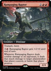 MTG ■赤/英語版■ 《猛り狂う猛竜/Rampaging Raptor》★拡張アートFOIL★ 機械兵団の進軍 MOM