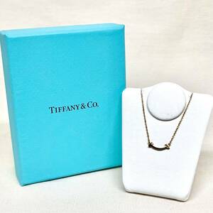 ［新品仕上済み］ Tiffany＆Co K18(750) 40+5cm Tスマイル ミニ ネックレス ブランドアクセサリー