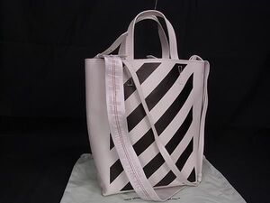 ■極美品■ Off-White オフホワイト レザー 3WAY ハンドバッグ ショルダーバッグ クロスボディ ホワイト系×ブラック系 FA3646