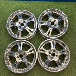 【0559】★メッキ★17インチ　7JJ　Weds Kranze　ケルベロス　17×7JJ　ET+25　PCD100　4穴　ハブ径65　中古メッキアルミホイール4本