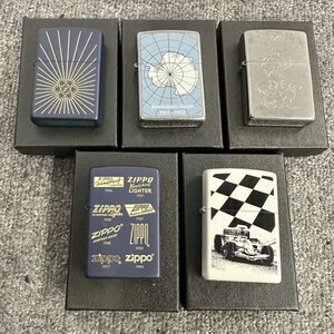 H038-NG8-171 ▲ Zippo ジッポー オイルライター 5点セット アムンゼンスコット F1 ネイビー ホワイト 他 喫煙具 5点火花あり