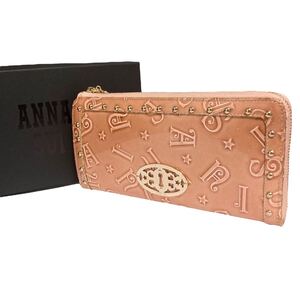 新品 ANNA SUI アナスイ ラウンドファスナー長財布 パテントレザー ピンクゴールド ウォレット