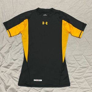 6C【着少】UNDER ARMOUR アンダーアーマー コンプレッション ヒートギア インナー SM 半袖 黒 ブラック アンダーシャツ 株式会社ドーム