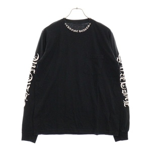 CHROME HEARTS クロムハーツ CH L/S /1 ネックロゴプリント ロングスリーブカットソー ロンT 長袖Tシャツ ブラック L