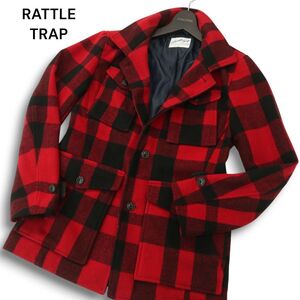 RATTLE TRAP メンズビギ 秋冬★ バッファローチェック ハイブリッド メルトン M-65型 カバーオール ジャケット Sz.M メンズ　A4T13535_C#N