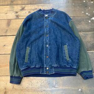 Lee sports denim stadium jacket リー デニム スタジャン XL 袖切り替え　size XL ヴァーシティージャケット　