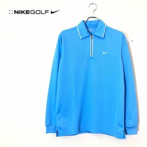 1O2650-F◆ 美品 ◆ NIKE GOLF ナイキゴルフ ハーフジップカットソー トップス ◆ sizeM ポリエステル ブルー 古着 メンズ 秋冬