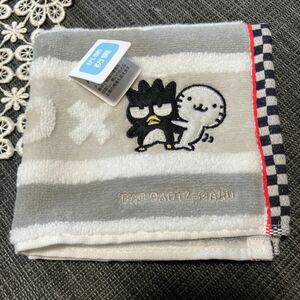 サンリオ　　ハンカチ 新品 送料140 タオルハンカチ サイズ25cm 刺繍　バツ丸くん　バッドばつ丸