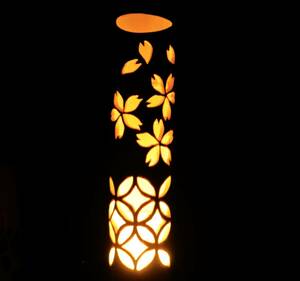 癒しの竹灯り・竹ランプ　～～桜和模様～～　※コンセント式