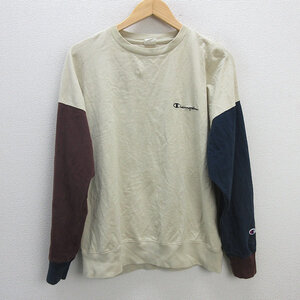 z■チャンピオン/champion カラーブロックロングスリーブTシャツ　C3-T416-570【M】ベージュ/men