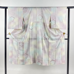 長襦袢 身丈124.5cm 裄丈62.5cm S 桜 地紋 ぼかし 薄ピンク 正絹 美品 秀品 【中古】