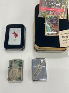 Zippo/ ジッポ まとめ 4本 未使用あり 建国200周年 フェザー ウィンディガール ジャングル 豹 箱付き