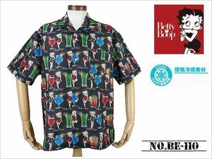【送料無料 9%OFF】Betty Boop ベティ ブープ 昇華プリント　オープンカラーシャツ 「COCKTAIL柄」 接触冷感　 BE-110 Lサイズ