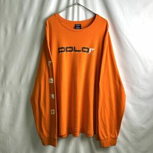 POLO SPORT プリント カットソー XL ビッグサイズ オレンジ ロンT 長袖 Tシャツ ポロ スポーツ ラルフローレン 90s 00s ビンテージ