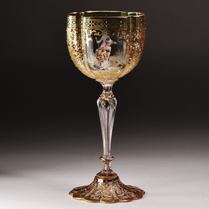 19-20世紀 ハプスブルク王室御用達『ロブマイヤーLobmeyr』 金彩エナメル人物図グラス SG138