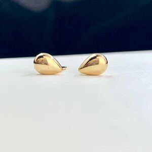 [新品]K18YGイエローゴールド金つゆ形ピアス日本製上品可愛い