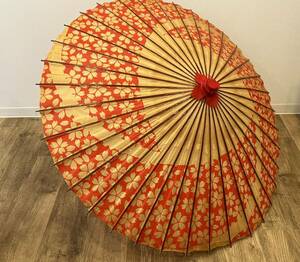 ◯ 和傘 踊り傘 番傘 紙張り 傘柄木製 和装 長期保管品 ◯