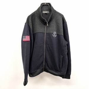 エディーバウアー Eddie Bauer スウェットブルゾン ジップジャケット 裏起毛 長袖 綿×ポリ L ネイビー×ヘザーチャコールグレー 紺 メンズ