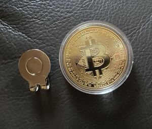 ビットコイン ゴールド メダル ゴルフ マーカー　ケース入り、マグネット台座