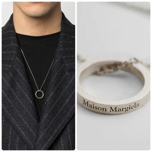 6.9万 MAISON MARGIELA シルバー リング ペンダント ネックレス Logo ring necklace ロゴリングネックレス