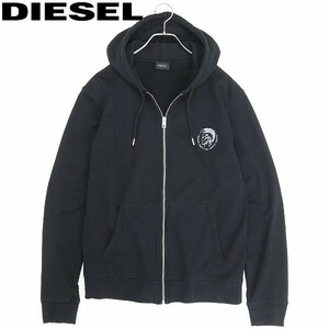 ◆DIESEL ディーゼル ラウンジウェア ロゴプリント スウェット ジップ パーカー 黒 パーカー XL