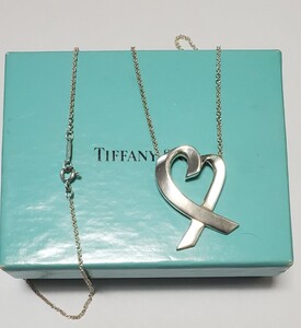 ●TIFFANY&Co. ティファニー●SILVER 925 ロングネックレス ラビングハート 大ぶり パロマピカソ シルバー 925刻印　8,3ｇ　美品 