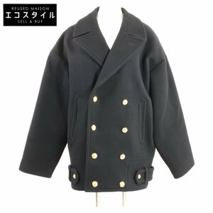 CELINE セリーヌ 美品/国内正規 2M06A814E ウール エッグシェイプ ピー コート 36 ネイビー レディース