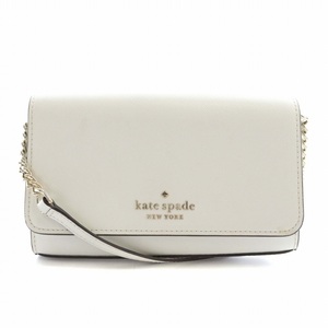 KATE SPADE ステイシースモールフラップクロスボディー ショルダーバッグ レザー マグネット ロゴ ゴールド金具 白 WLR00132