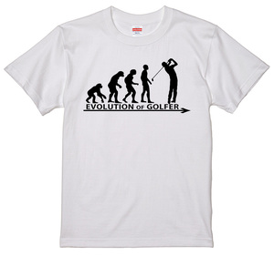 進化 evolution Tシャツ 白 ゴルファー プロゴルファー ゴルフ選手 ゴルフコース 芝生 選べるサイズ S/M/L/XLより エボリューション