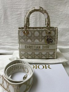 極美品 ディオール Dior D-Lite 刺繍 妃包 ハンドバッグ Toteバッグ